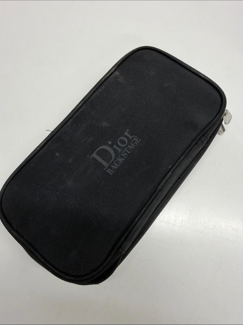 Dior Backstage Makeup Beauty Bag Travel Cosmetic Brushes Zip Around Black Silver